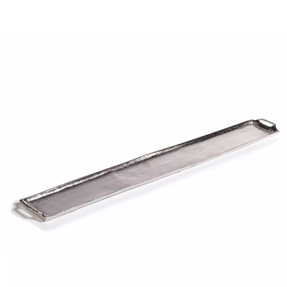 Zodax 40" Long Raw Nickel Serving Tray Silver tableware decorative new